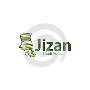 Modern Map - Jizan SA, Jizan map, Saudi Arabia, Asia. Filled and outline map designs. Vector illustration photo