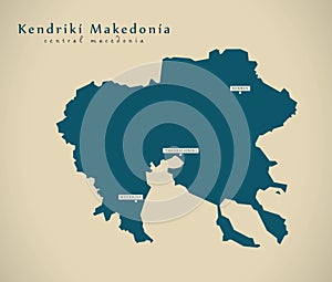 Modern Map - Kendriki Makedonia Greece GR