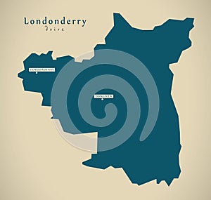 Modern Map - Londonderry UK Northern Ireland