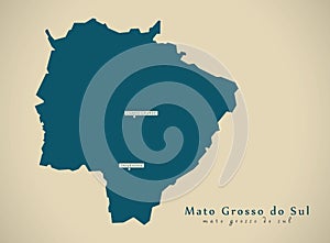 Modern Map - Mato Grosso do Sul BR Brazil
