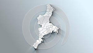 Modern Map of Mie Japan Prefecture with Borders