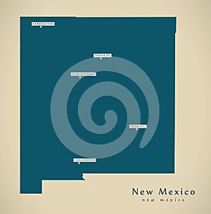 Modern Map - New Mexico USA illustration