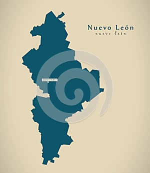 Modern Map - Nuevo Leon Mexico MX photo