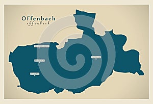 Modern Map - Offenbach county of Hessen DE photo