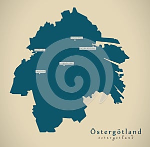 Modern Map - Ostergotland Sweden SE