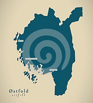Modern Map - Ostfold Norway NO