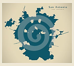 Modern Map - San Antonio city of the USA