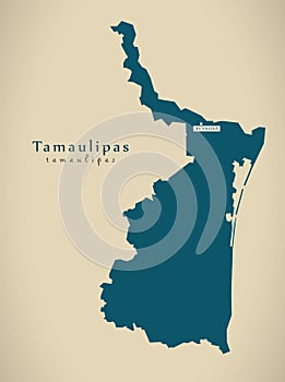 Modern Map - Tamaulipas Mexico MX