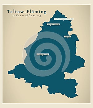 Modern Map - Teltow-Flaeming county of Brandenburg DE