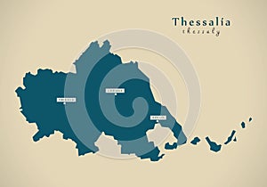 Modern Map - Thessalia Greece GR