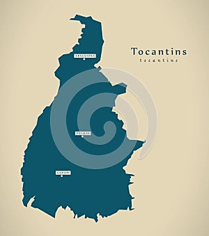 Modern Map - Tocantins BR Brazil
