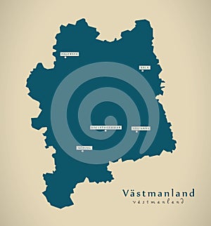 Modern Map - Vastmanland Sweden SE