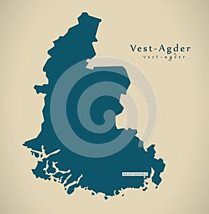 Modern Map - Vest Agder Norway NO photo
