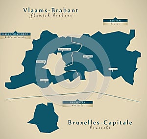 Modern Map - Vlaams-Brabant & Bruxelles-Capitale
