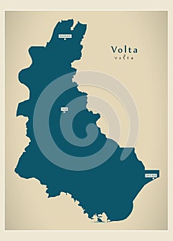 Modern Map - Volta region map of Ghana GH photo