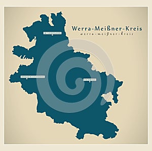 Modern Map - Werra-Meissner-Kreis county of Hessen DE