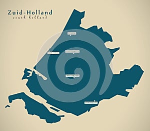 Modern Map - Zuid Holland NL