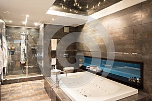 Modern marble bathroom with a large hydromassage