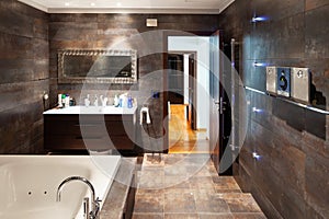 Modern marble bathroom with a large hydromassage