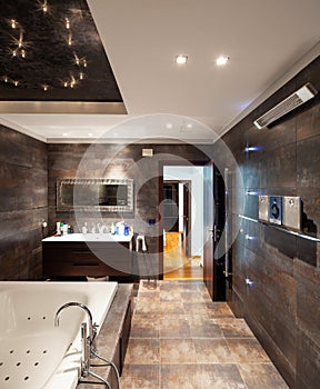 Modern marble bathroom with a large hydromassage