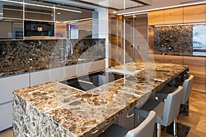 Modern marble kitchen with island