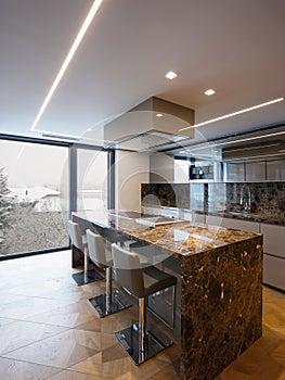 Modern marble kitchen with island