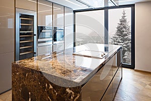 Modern marble kitchen with island