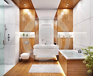 Modern marble large bathroom design