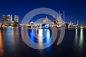 Marina at night in Southport, Gold Coast, QLD, Australia photo