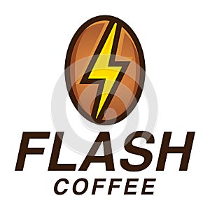 Modern mascot flat design simple minimalist flash bolt cofffee logo icon design template vector with modern illustration concept