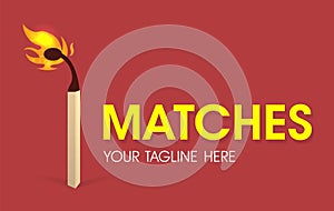 Modern Matches logo. Matchstick sign. Camping concept