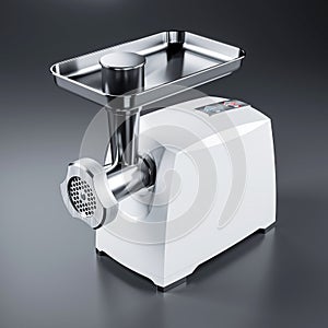 Modern meat mincer on dark background 3d