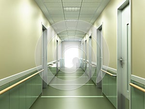 modern medical clinic bright blurred background corridor spacious modern medical facility hospital new 3d render