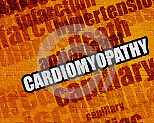 Modern medical concept: Cardiomyopathy on Yellow Brickwall . photo