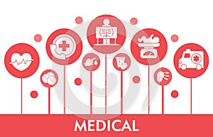 Modern Medical Infographic design template with icons. Health and healthcare Infographic visualization in bubble design