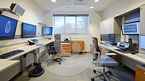 Modern Medical Office With Multiple Computers and Monitors