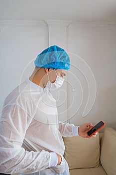 Modern medical professional using smart phone