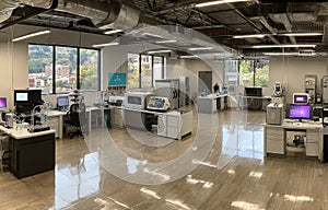 Modern Medical Technology Laboratory with Advanced Equipment Setup