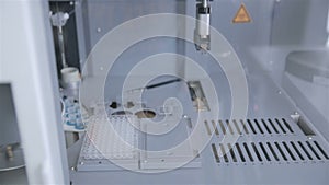 Modern Medicine manufacturing and lab equipment. Pharmaceutical production line.