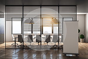 Modern meeting room with empty canvas