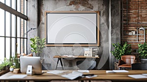 modern meeting room with mockup board, 3D rendering