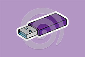 Modern Memory Card USB Device Sticker vector illustration. Technology object icon concept.