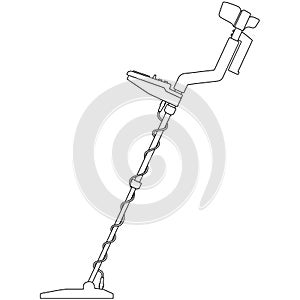 Modern metal detector, metal probe. Metal detector for jewellery, treasure hunt sketch drawing, contour lines drawn magnetic detec photo