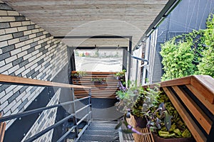 modern metal outdoor staircase of a residential building