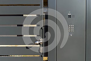 Modern Metal Security Gate with Digital Keypad