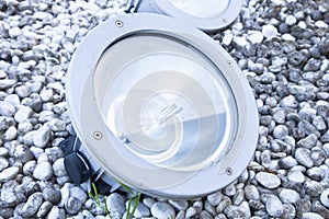 Modern metal spotlight lamp for outdoor use of circular shape recessed