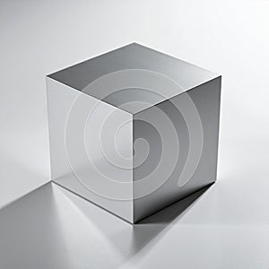 Modern Metallic Cube on a White Background