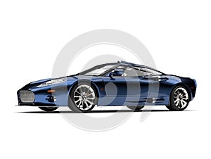 Modern metallic deep blue super sports car - studio shot