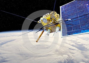 Modern meteorological satellite at the Earth orbit photo