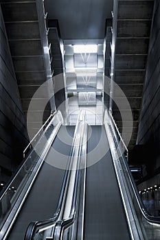 Modern metro station. Black and white image